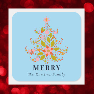 Colourful Modern Christmas Tree Square Sticker