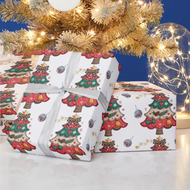 Colourful Modern Christmas Tree Wrapping Paper (Holidays)