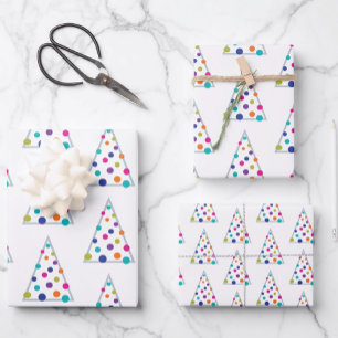 Colourful Modern Christmas Tree Wrapping Paper Sheet