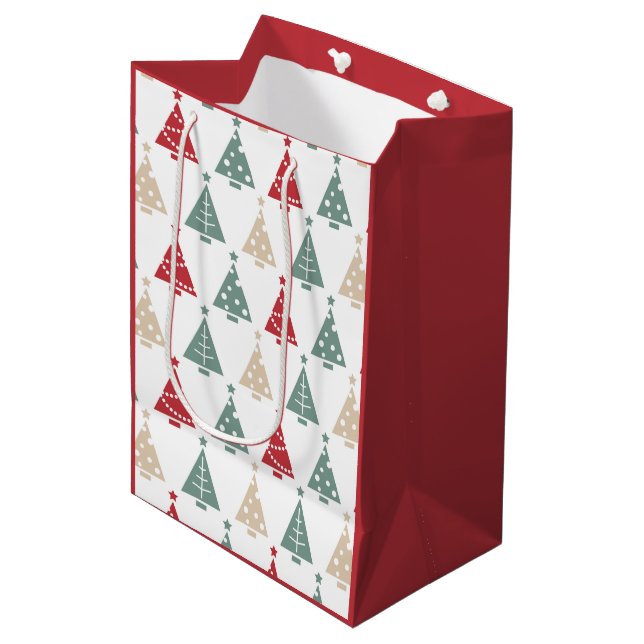 Colourful Modern Christmas Trees Medium Gift Bag (Front Angled)