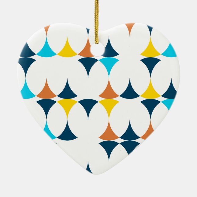 Colourful, modern, cool, trendy geometric shapes ceramic tree decoration (Back)