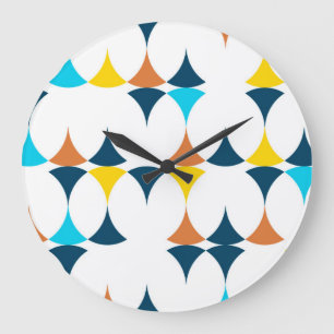Colourful, modern, cool, trendy geometric shapes large clock