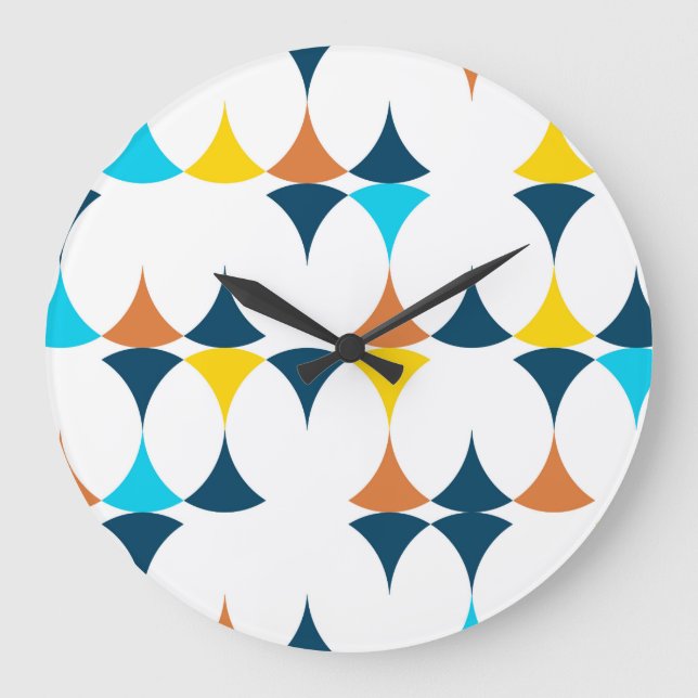 Colourful, modern, cool, trendy geometric shapes large clock (Front)