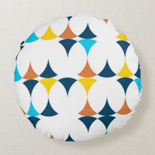 Colourful, modern, cool, trendy geometric shapes round cushion