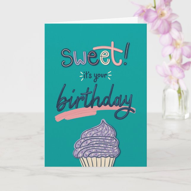Colourful Modern Cupcake Birthday Card (Orchid)