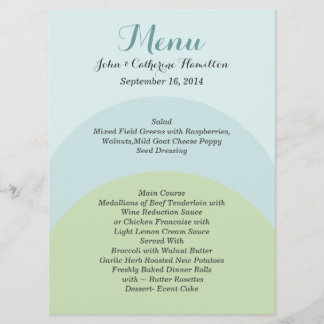Colourful Modern Custom Wedding Menu
