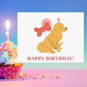 Colourful Modern Cute Dog Fun Happy Birthday Postcard