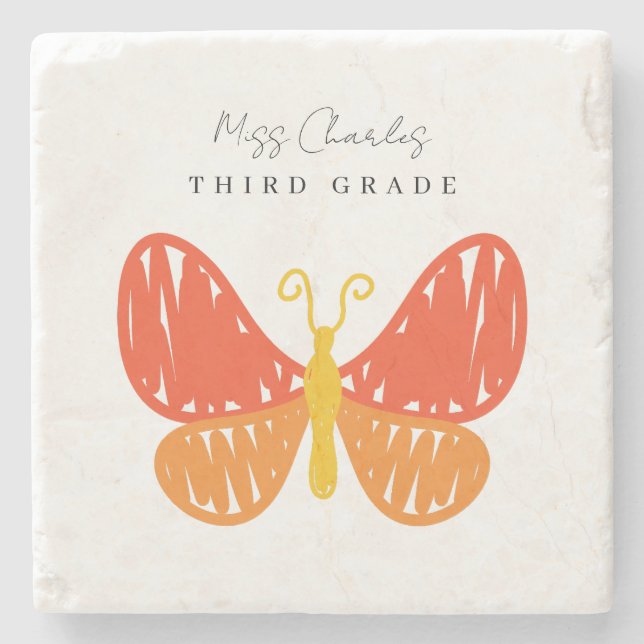 Colourful Modern Cute Teacher Appreciation Gift Stone Coaster (Front)