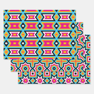 Colourful Modern Cute Trendy Geometric Patterns Wrapping Paper Sheet