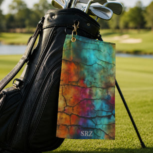 Colourful Modern Distressed Abstract Monogram Golf Towel