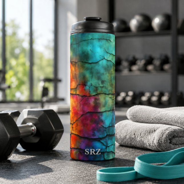 Colourful Modern Distressed Abstract Monogram  Thermal Tumbler (Creator Uploaded)