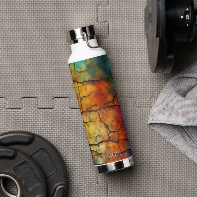 Colourful Modern Distressed Abstract Monogram  Water Bottle (Gym (Rotated))