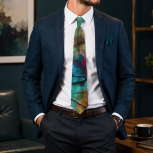Colourful Modern Distressed Abstract  Tie