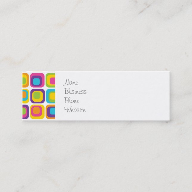 Colourful Modern Dots and Squares Pattern Gifts Mini Business Card (Front)