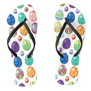 Colourful Modern Easter Eggs Pattern   Holidays Flip Flops