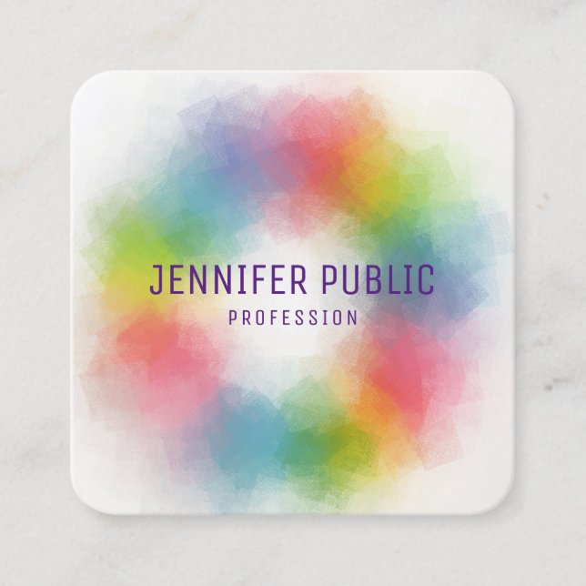 Colourful Modern Elegant Template Professional Square Business Card (Front)