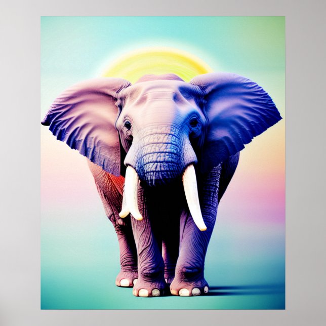 Colourful Modern Elephant Art       Poster (Front)