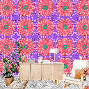 Colourful Modern Ethnic Mandala-like Motifs Wallpaper
