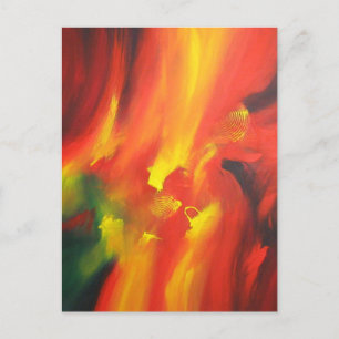 Colourful Modern Expressionist Abstract Painting Postcard