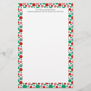 Colourful Modern Festive Polka Dot Green Red Pink Stationery