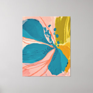 Colourful Modern Floral Abstract Art Pink Blue Pos Canvas Print