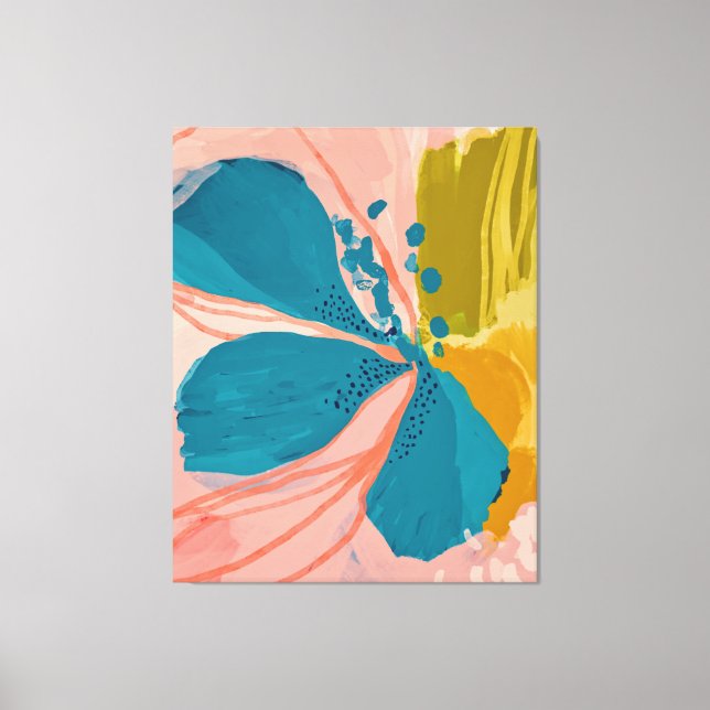 Colourful Modern Floral Abstract Art Pink Blue Pos Canvas Print (Front)