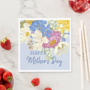 Colourful Modern Floral Blooms Mothers Day Napkin