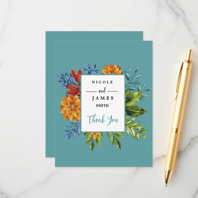 Colourful Modern Floral Enclosure Card (Front/Back In Situ)