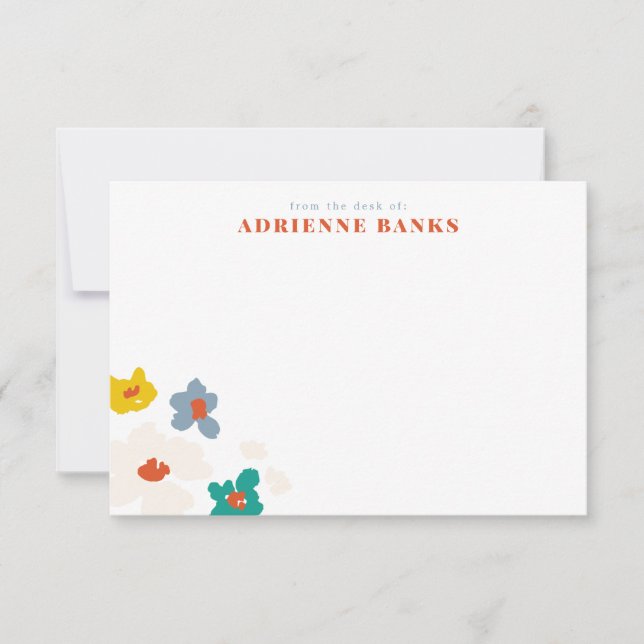 Colourful Modern Floral Personal Stationery Note Thank You Card (Front)
