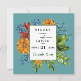 Colourful Modern Floral Thank You Card