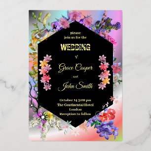 Colourful modern floral wedding card