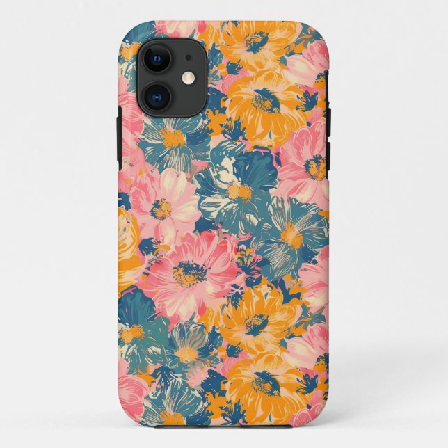 Colourful Modern Flowers Floral Pattern Case-Mate iPhone Case (Back)