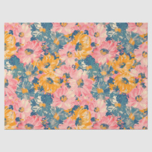 Colourful Modern Flowers Floral Pattern Tissue Paper