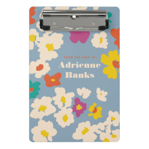 Colourful Modern Flowers Personalised Mini Clipboard