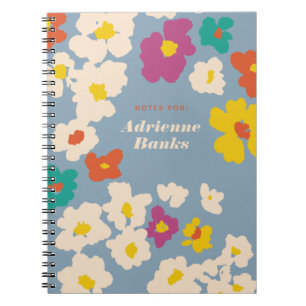 Colourful Modern Flowers Personalised Notebook