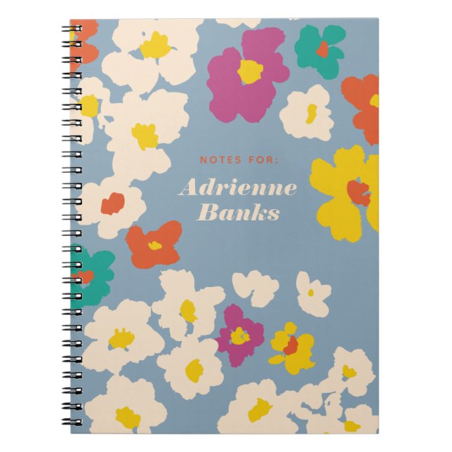 Colourful Modern Flowers Personalised Notebook (Front)
