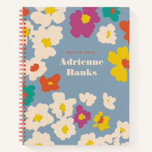 Colourful Modern Flowers Personalised Notebook