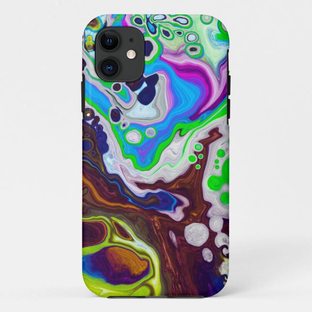 Colourful Modern Fluid Art Pour Painting Cells  Case-Mate iPhone Case (Back)