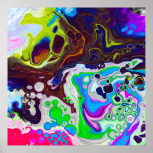 Colourful Modern Fluid Art Pour Painting Cells  Poster