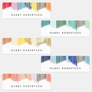 Colourful Modern Fringe Personalised Name Labels