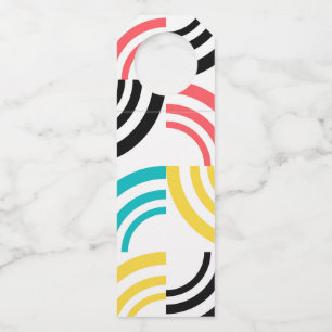 Colourful, modern, fun, cheerful geometric graphic bottle tag