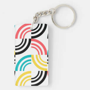 Colourful, modern, fun, cheerful geometric graphic key ring