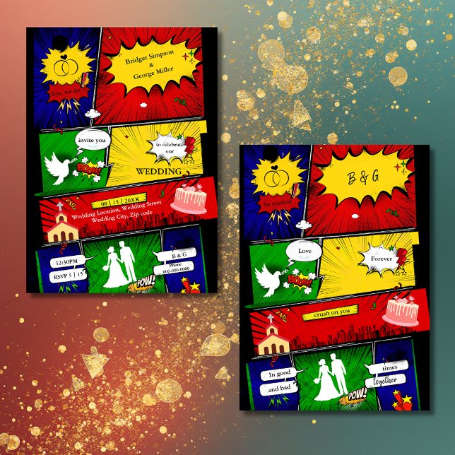 colourful modern fun retro comic wedding story (Creator Uploaded)