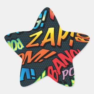 Colourful Modern Funny Comic Book Typography Star Sticker