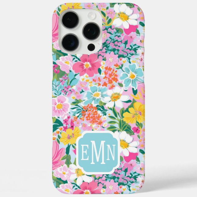 Colourful Modern Garden Monogrammed Case-Mate iPhone Case (Back)