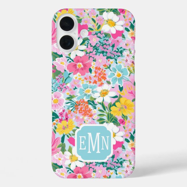 Colourful Modern Garden Monogrammed Case-Mate iPhone Case (Back)