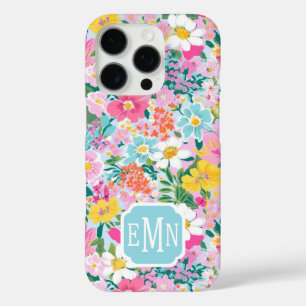 Colourful Modern Garden Monogrammed iPhone 16 Pro Case