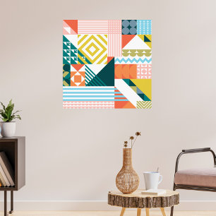Colourful Modern Geometric Abstract Pattern Poster