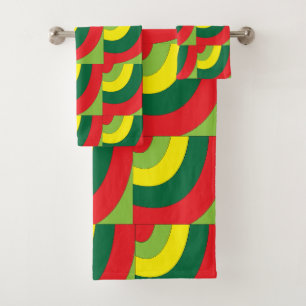 Colourful Modern Geometric Arch Pattern Bath Towel Set