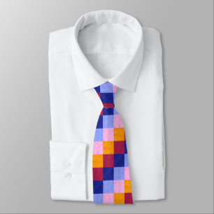 Colourful Modern Geometric Blocks Pattern Tie